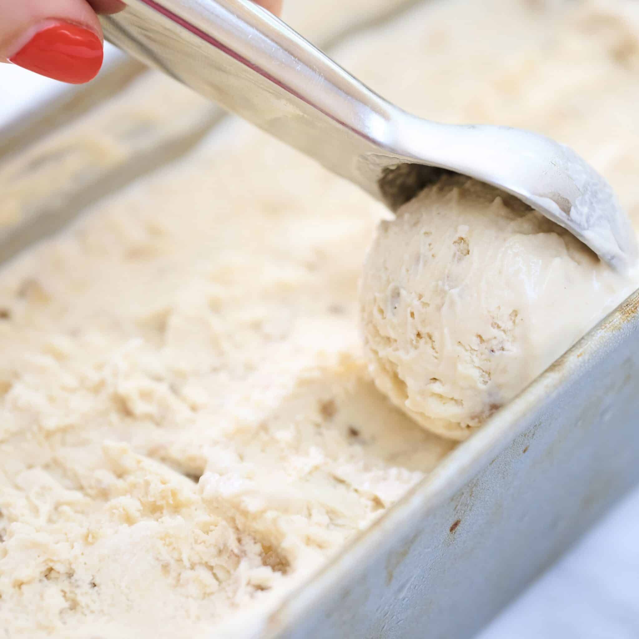 No Churn Maple Roasted Banana Tahini Ice Cream - Building Feasts